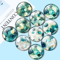 Seaglas가 포함된 심리스 알코올 잉크, 혼합 12mm, 18mm, 20mm, 25mm, 원형 사진 유리 카보숑 데모, 플랫 백 제작 결과, 10 개