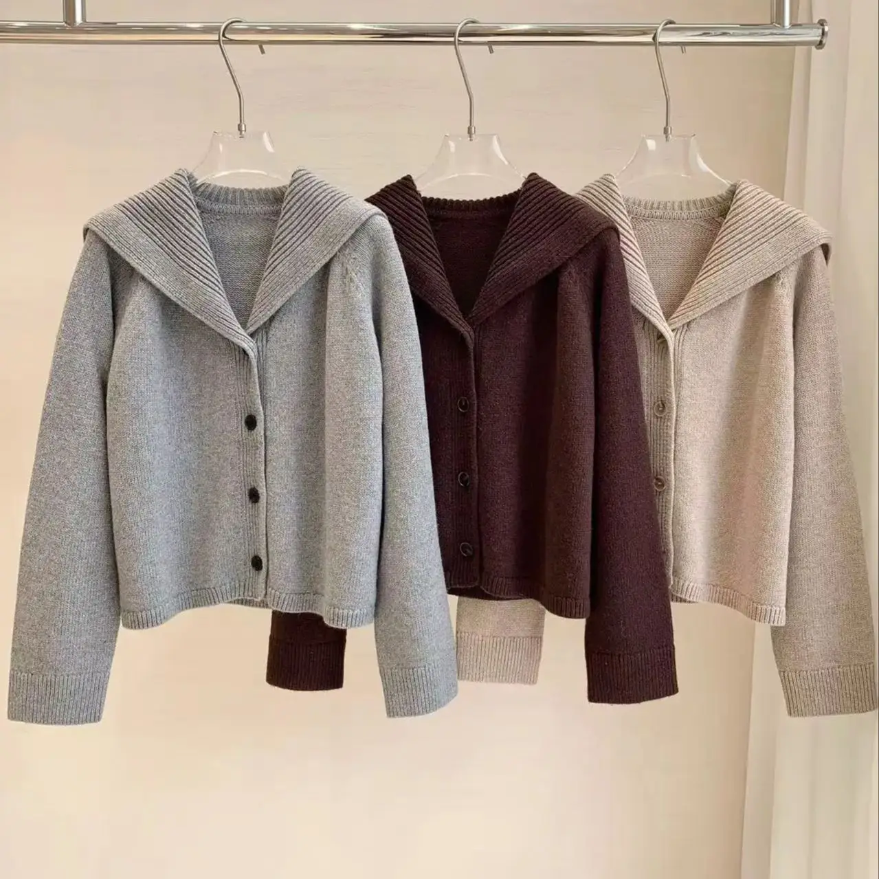 

Casual solid color fashionable cardigan for autumn and winter