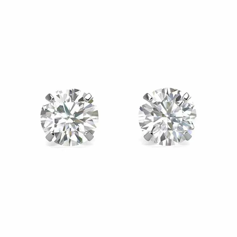 

Trendy 4 Prong D Color Round Moissanite Stud Earrings for Women 925 Sterling Silver Bling Lab Diamond Earrings Birthday Gift