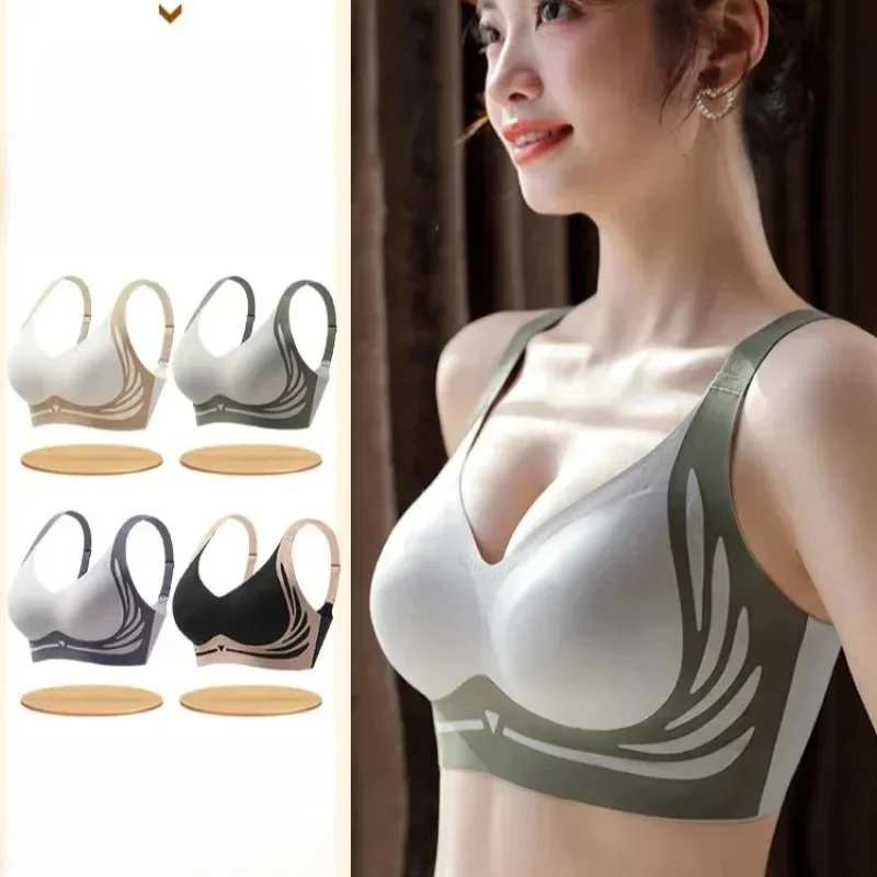 Veimia-Soutien-gorge push-up sans fil anti-affaissement, soutien-gorge de levage, contrôle de la graisse des ati elles, anti-dérapant, dos en forme de U, doux