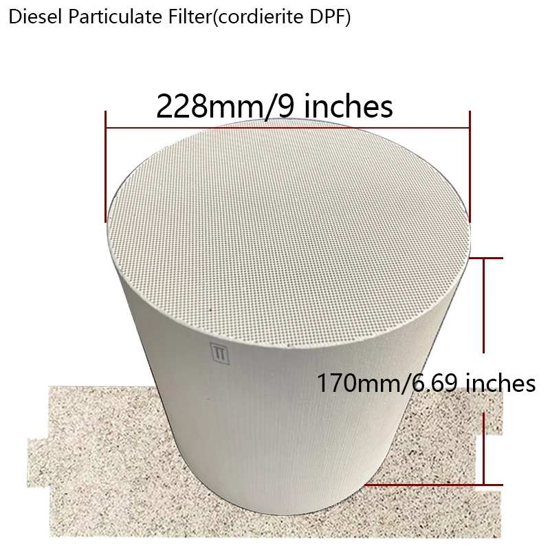 High Density 228*170MM 2.45L 300CPSI Ceramic DPF Substrate Premium Core for Diesel Exhaust Filtration System