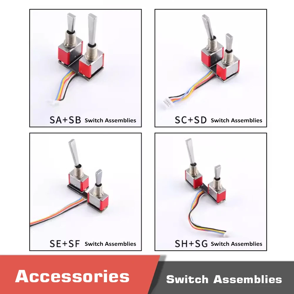 Переключатели SA+SB/SC+SD/SF+SE/SH+SG в сборе для TX16S MKII, сменные атласные черные гайки переключателей для TX16S MKII и TX16S