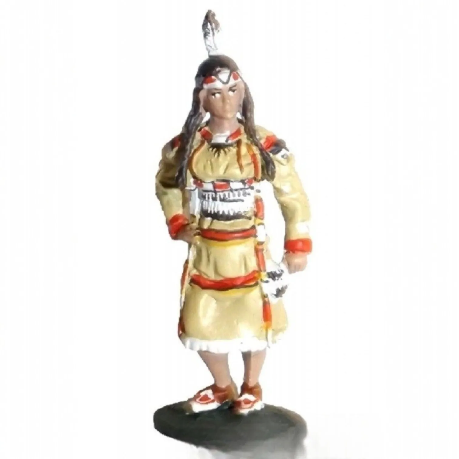 Figurine de collection Inah005 représentant Pocahontas, fille du chef suprême Powhatan de la Confédération Algonquin, Virginia, XVIIe siècle, échelle 1:30, collection des Indiens Amérindiens, sans insert, emballage blister d'origine, base