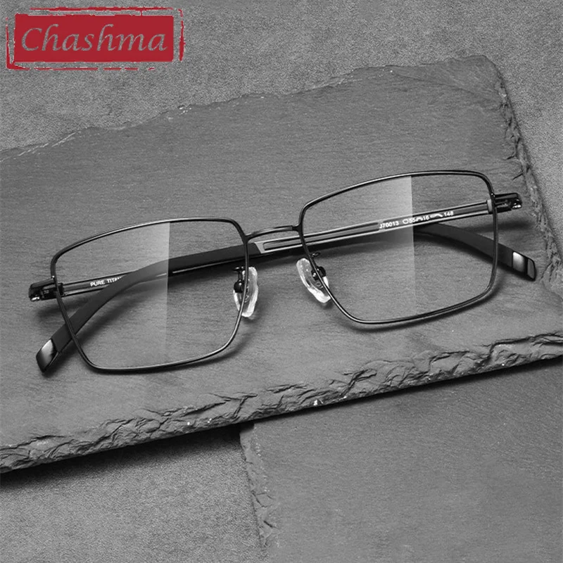 Chashma Prescription Glasses Men Optical Rectangle Eyeglasses Frame Pure Titanium Quality Gafas Ultra Light Recipe Spectacles