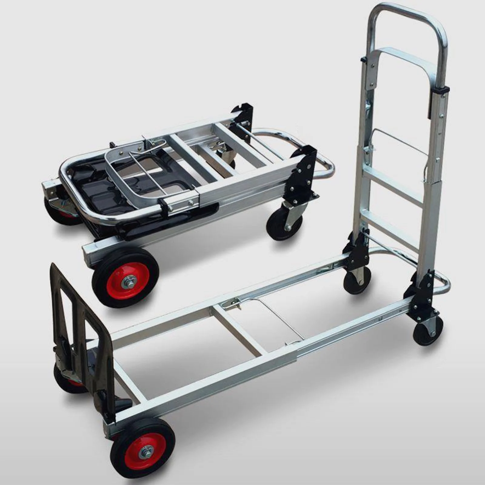 

Portable Folding Trolley Aluminum Alloy Moving Flatbed Trolley Extended Trolley Pulling Cargo Folding Plat Truck For Transport
