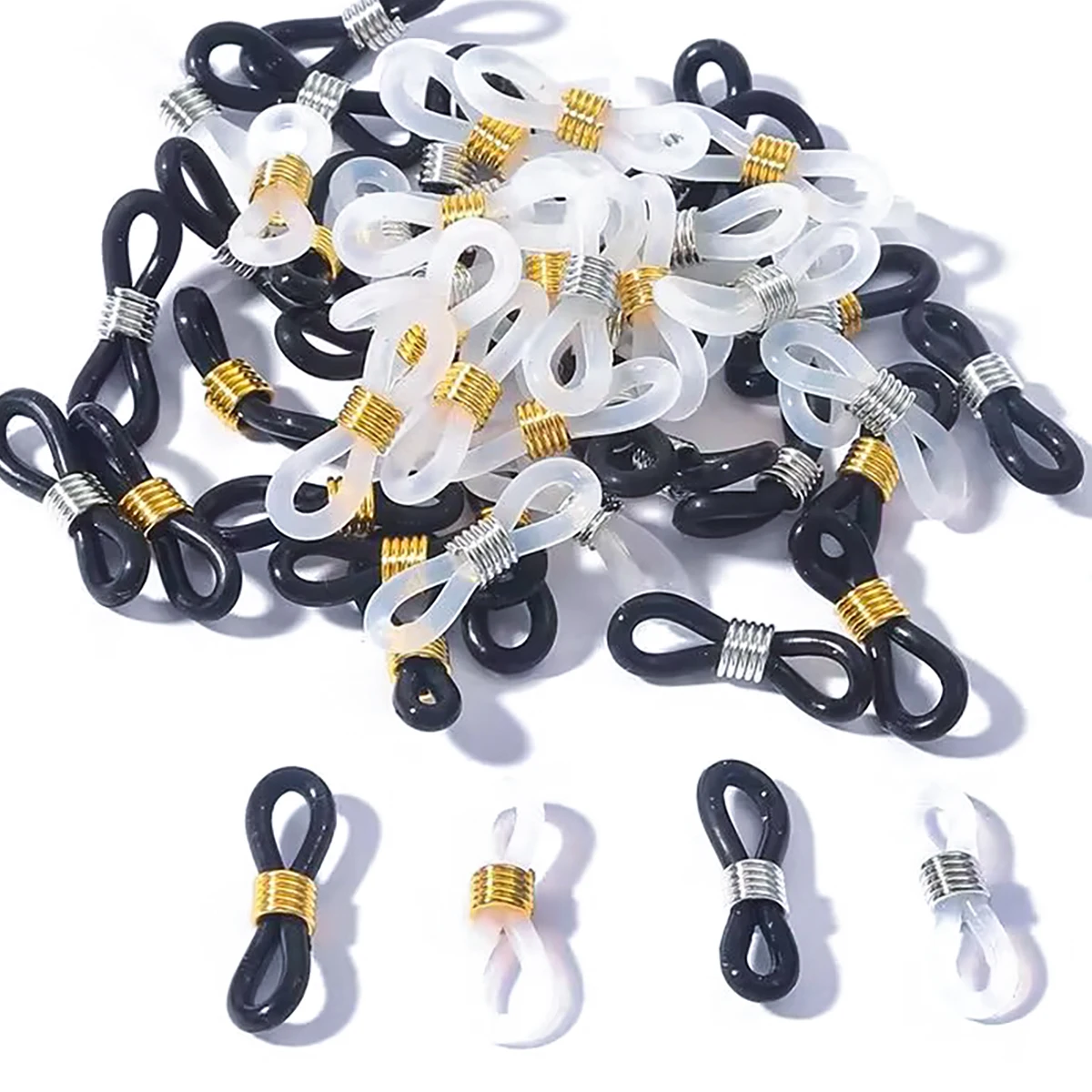 50Pcs Non Slip Glasses Chain Silicone Rubber Ring Charm Glasses Ring Retainer End Rope Cord DIY Sunglasse Connector Finding