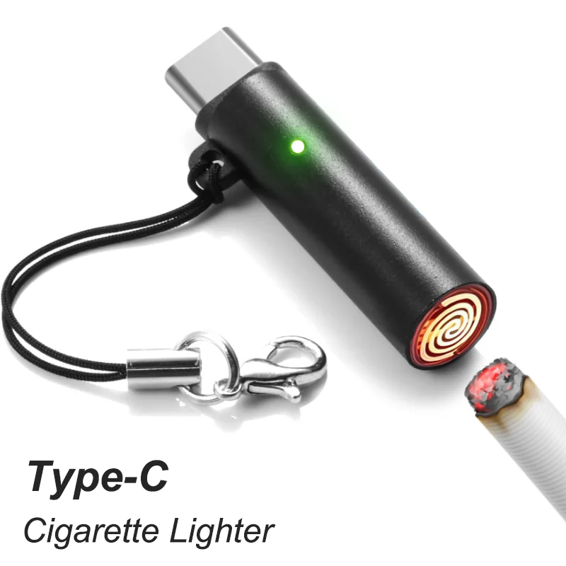 

USB-C Type C Mini Cigarette Lighter Blow to Ignite Tungsten Wire Flameless Windproof Travel Camping Outdoor Pocket Lighter