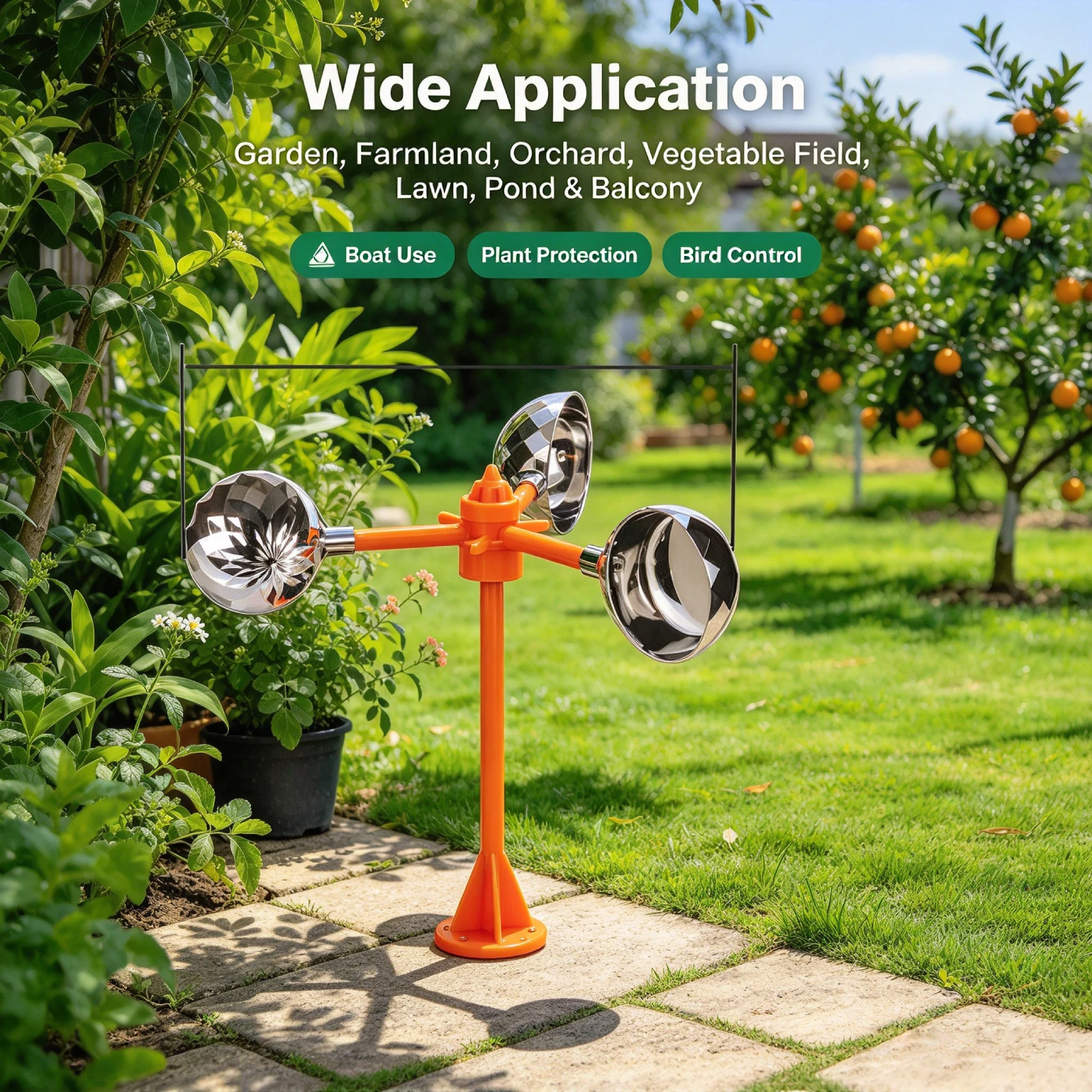 Bird Scare Windmill Reflective Pinwheels Portable with Screws Rotating Pigeon Deterrent for Garden Farm Yard Orchard Outdoor