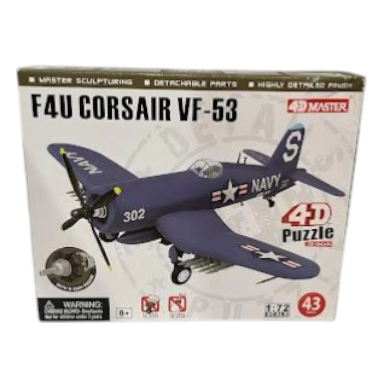 4Dmaster, kit de modèle d'assemblage détaillé en plastique du bombardier F4U Black Corsair Vf-53 de la marine américaine de la Seconde Guerre mondiale, assemblage facile sans colle, échelle : 1:72, collection d'avions de la Seconde Guerre mondiale, sans fascicule, emballage en boîte d'origine