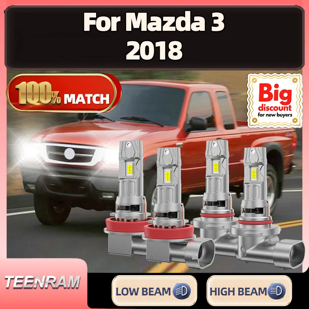 

TEENRAM для Mazda 3 2018 автомобильная светодиодная фара, ампула 250 Вт, супер яркая автоматическая лампа для фар 60000LM Canbus без ошибок, простая в установке