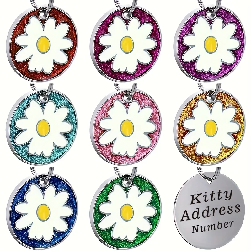 Custom Engraved Dog Tag ID Pet Collar Accessory Personalized Cat Puppy Daisy Name Tag Anti-Lost Pet Supply