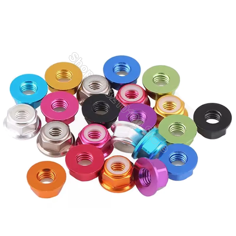 Colour Aluminum Flange Nylon Insert Lock Nuts M2 M3 M4 M5 M6 Locknuts Self-locking Nut Motor Screw Nut for FPV Racing Model Part