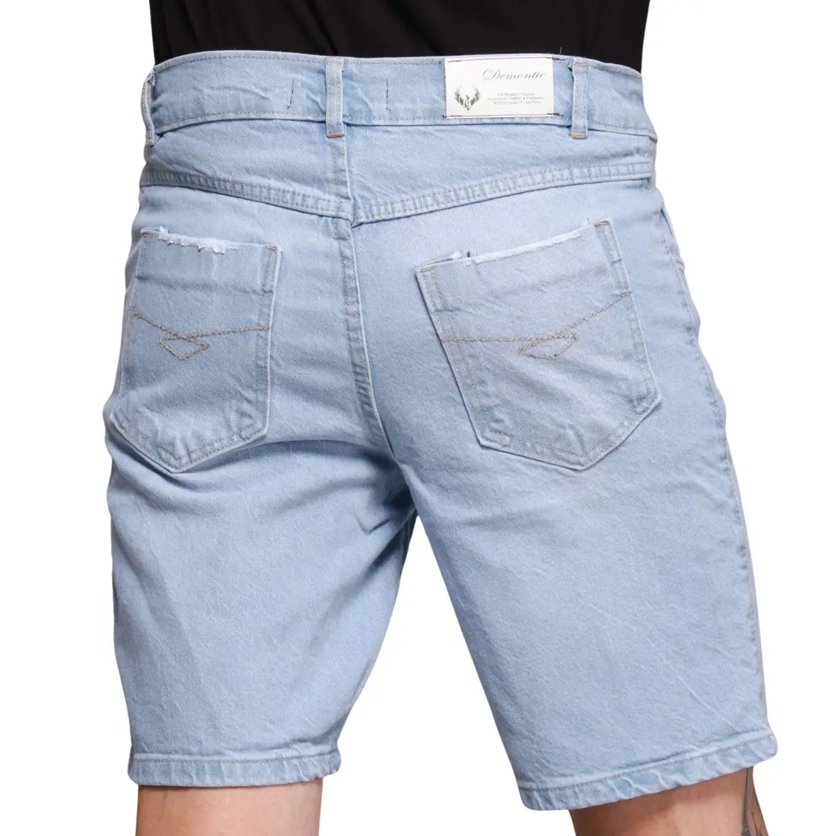 Kit 2 Bermudas Jeans Masculina Algodão Lavagem Clara + Média