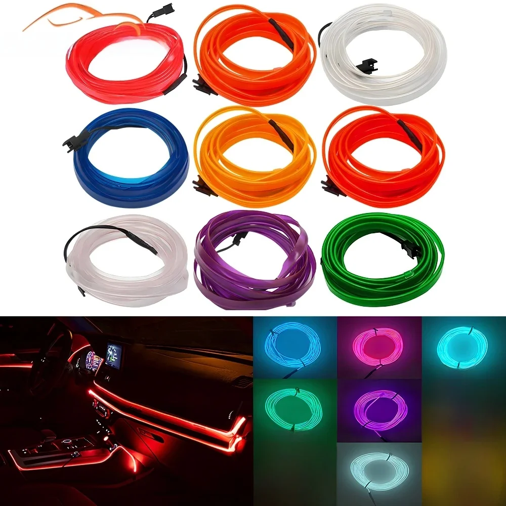 Heißer Verkauf 1/2/3/5M Auto Innen Beleuchtung LED Tür Streifen Dekoration Girlande Draht seil Rohr Linie Flexible Neon Lampen Bar USB Stick