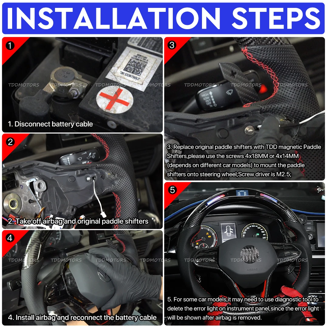 TDD لامعة/ماتي ألياف الكربون المغناطيسي مجداف شيفتر لفولكس واجن جولف 8 MK8 GTI جولف R بولو عجلة القيادة التحول مجداف