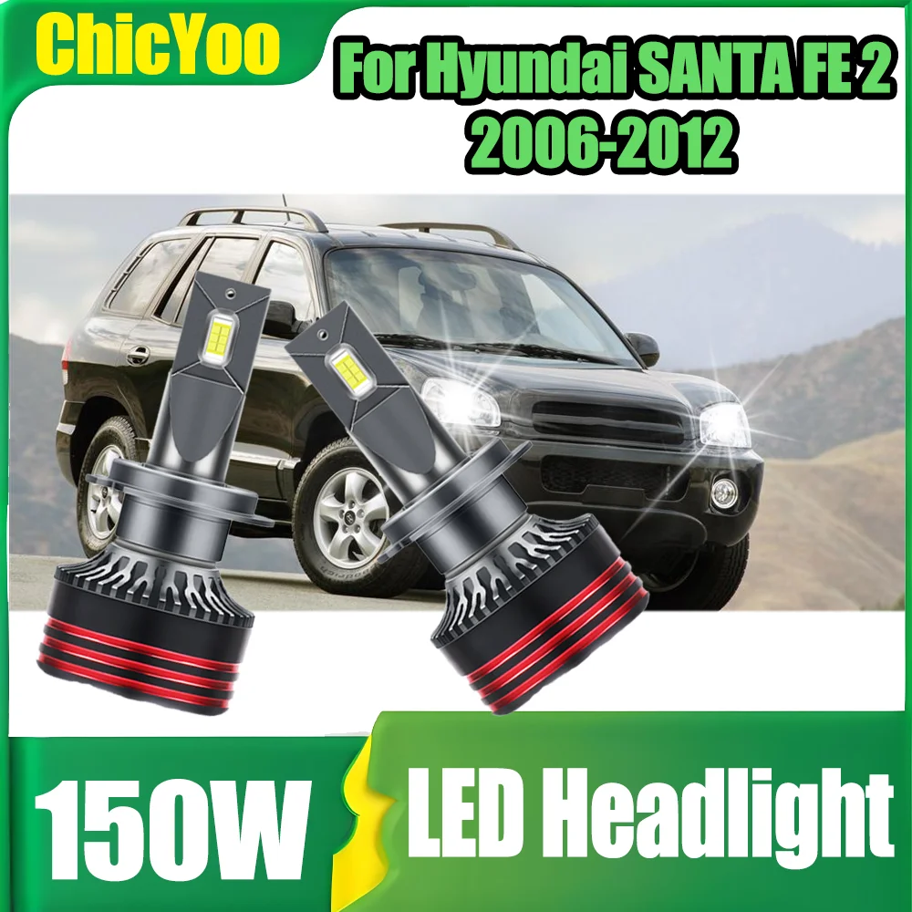 

2 шт. светодиодные автомобильные фары Plug and Play 30000LM 150W H7, лампы для авто 6000K Super White для Hyundai SANTA FE 2 2006-2012