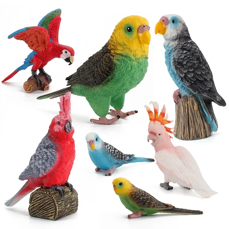 Simulation perroquet oiseau modèle Animal Figurines miniatures ornement Statue paysage plante décoration de la maison fée jardin accessoires