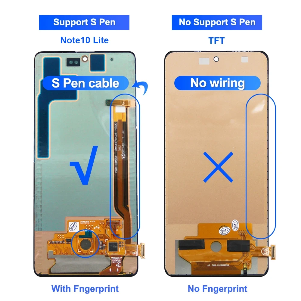 Super AMOLED Screen for Samsung Galaxy Note 10 Lite N770 N770F N770F/DS Lcd Display Digital Touch Screen with Frame Replacement