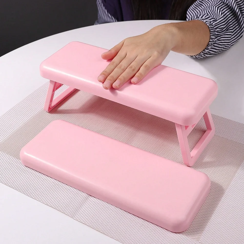 قطعة واحدة من مسند ذراع الأظافر البلاستيكي الوردي، وسادة يد مانيكير قابلة للطي للاستخدام المنزلي في الصالونات، أداة مريحة لمحطة عمل فن الأظافر #3