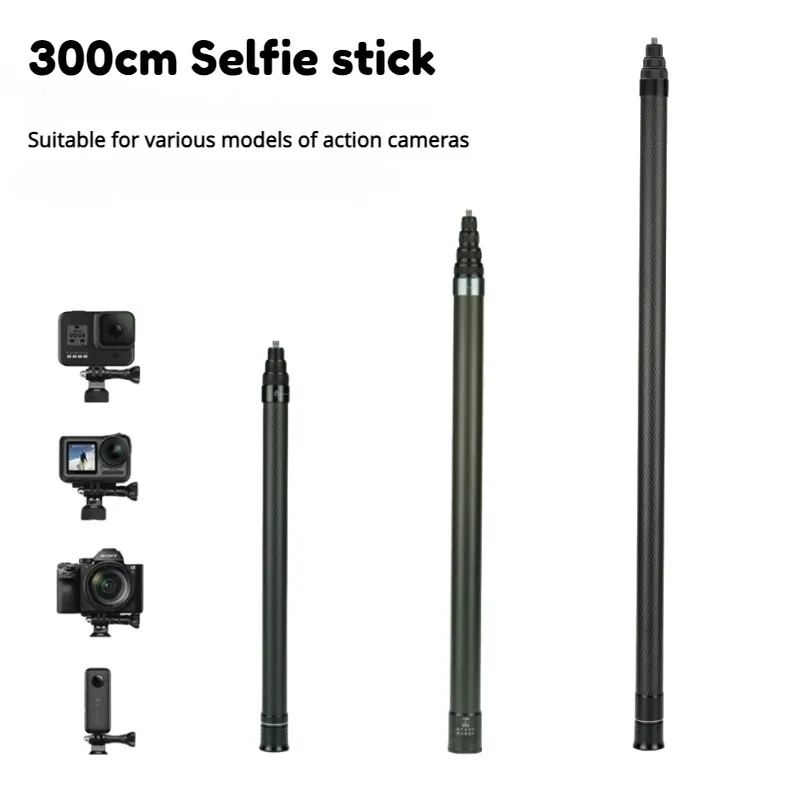 

299cm Carbon fibre Invisible Selfie Stick for insta 360 x4/x3 GoPro Hero 11 10 9 8 7 DJI OSMO Xiaoyi SJCAM Eke Telescoping Pole