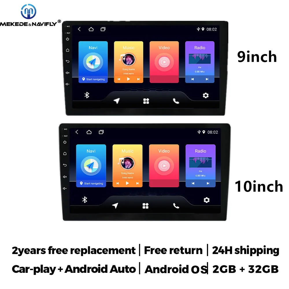 MEKEDE&NAVIFLY 9/10 inch Universal Android OS Car Radio Carplay Screen 2 Din Stereo GPS BT Central Multimedia Smart Car Systems