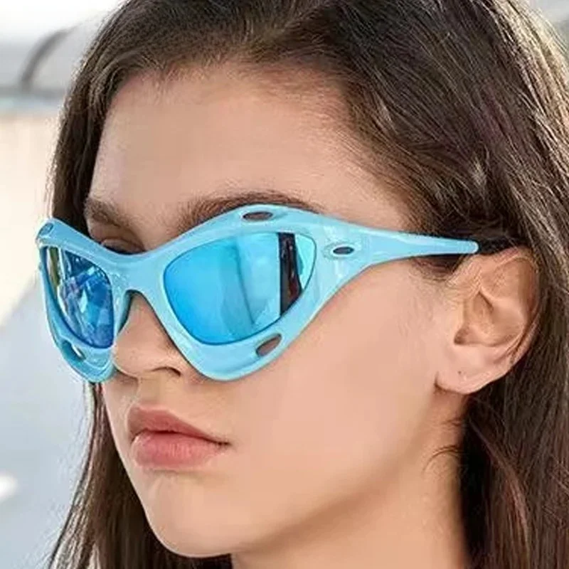 AliExpress DOHOHDO Y2K Fashion Cycling Steampunk Sunglasses Women Men Brand Design Sports Punk Sunglasses Summer Unisex Mirror Shades UV400