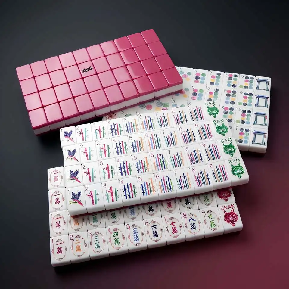 American Mahjong Set with Jokers 3-Layer Pink Green Sandwich Tiles Custom Luxury Mahjong  for Automatic Table Ha