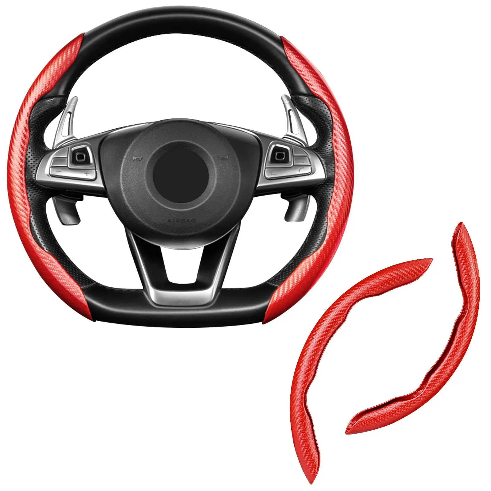 

Carbon Fiber Texture Steering Wheel Cover Universal Women&Man Apply Safe and Non Slip Car Accessory Suitable Gifts