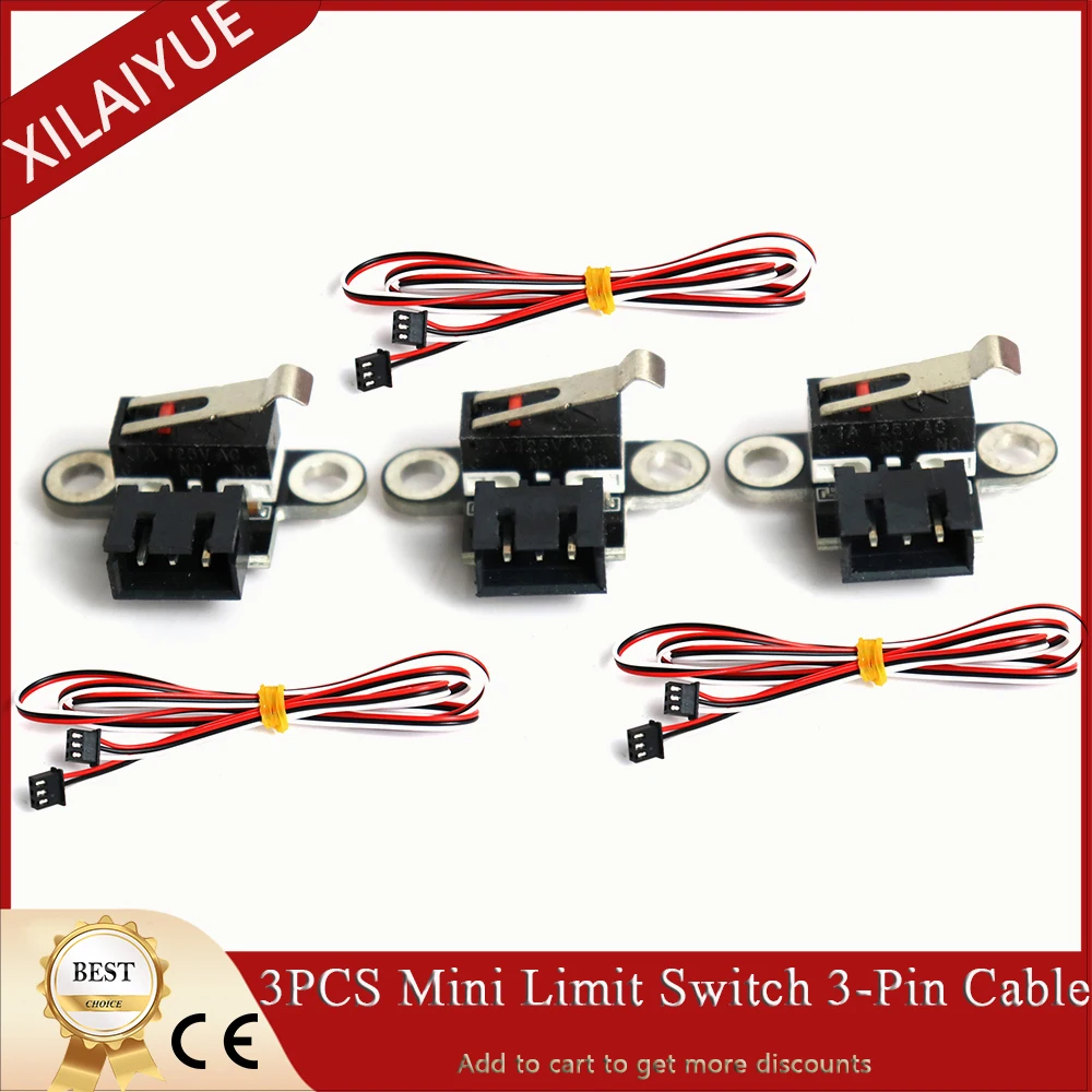 3PCS Mini Limit Switch 3-Pin Cable Vertical limited switch for CNC 3018-PRO /3018-Max Metal 3p port on control board.