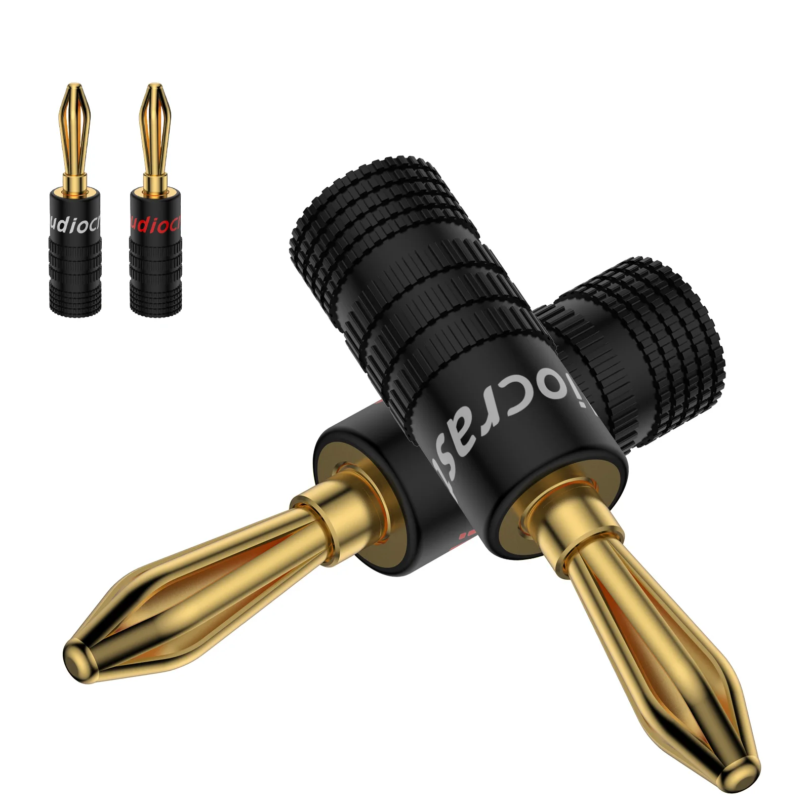 8PCS Audiocrast Closed Screw 24K Gold Plated Banana Plug Speaker Connector for HIFI Speaker Wire Wall Plate Audio Amplifier