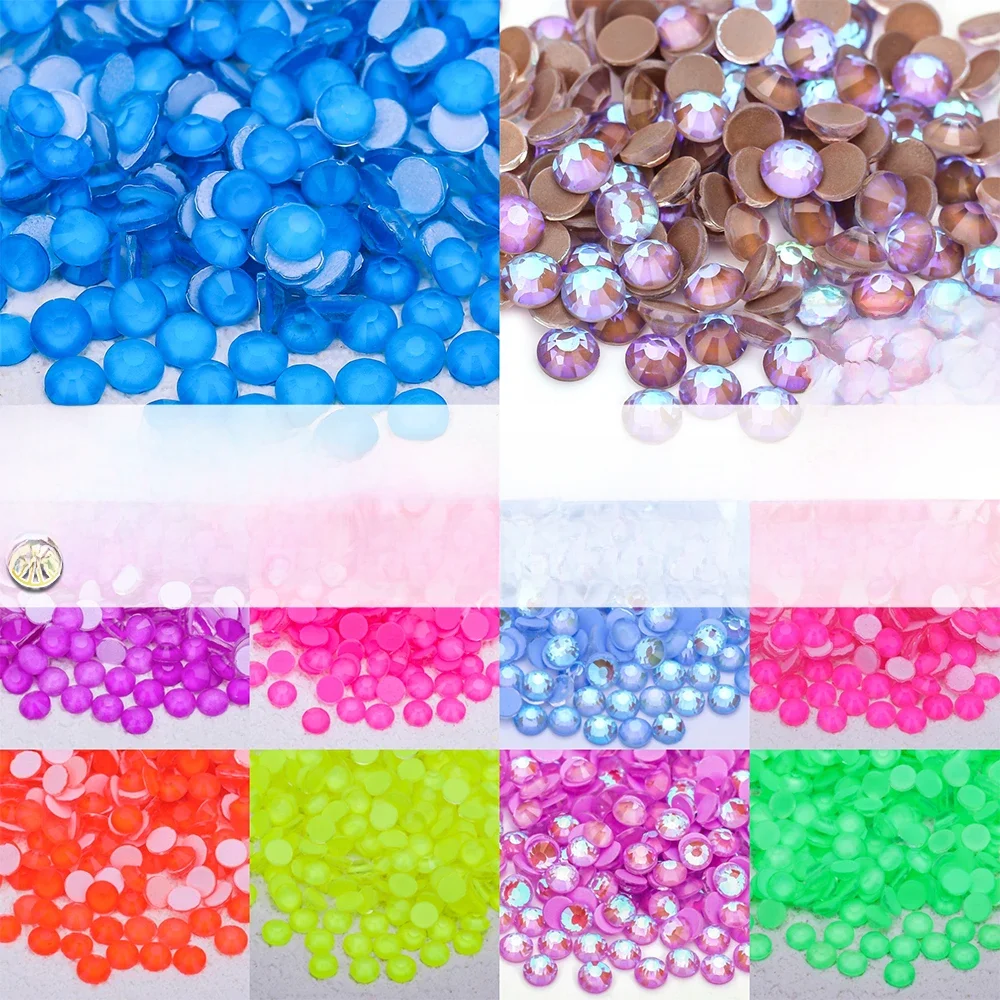 VC wszystkie rozmiary brokat Neon kryształki bez kleju fluorescencja DIY do paznokci kryształy diament Strass klejnoty dla Charms sukienka — 2