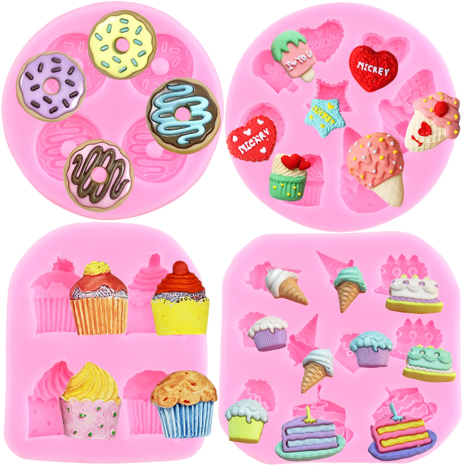 Ice Cream Silicone Molds Donut Fondant Mold Cake Decorating Tools DIY Cupcake Topper Candy Resin Clay Chocolate Gumpaste Moulds