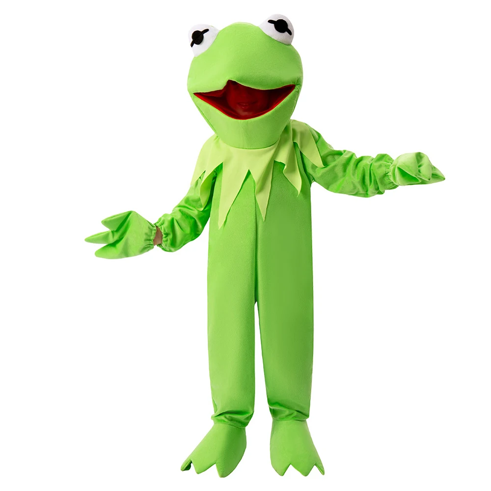 Muppets Kermit Costume Green Animal The Frog Child Costume Kids Fancy Dress Kermit Puppet Jumpsuit Set for Kids