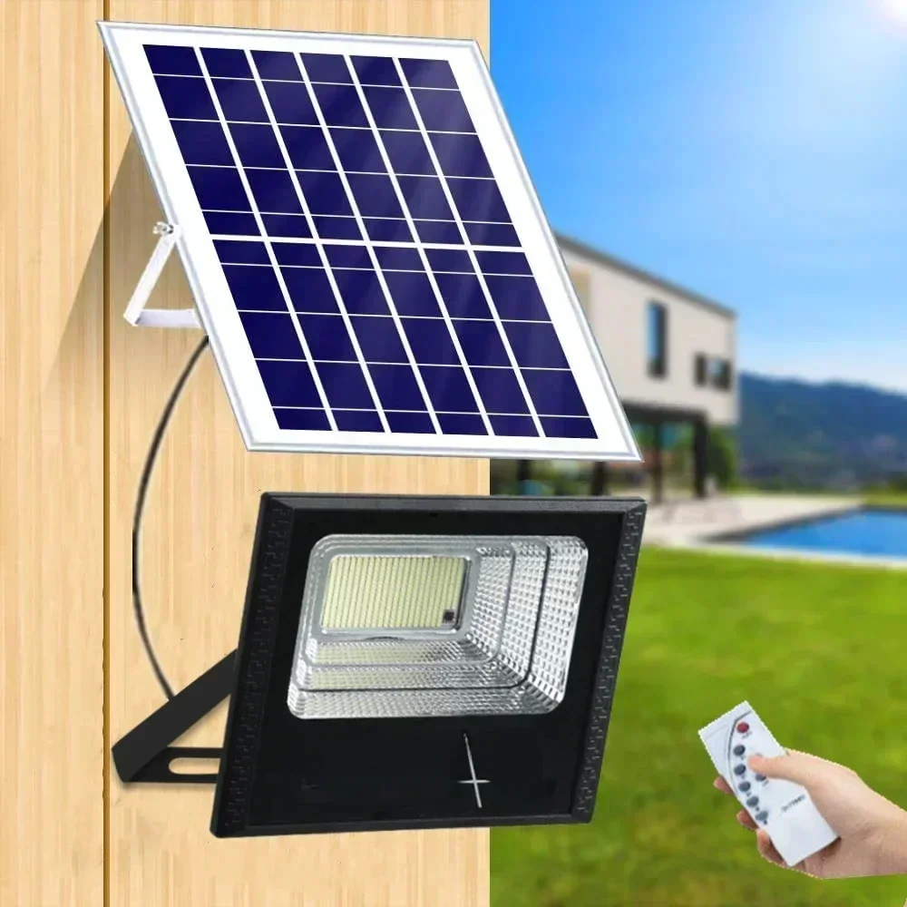 Nouveau 30-500W projecteurs solaires avec télécommande extérieure IP67 étanche projecteur à énergie solaire réflecteur solaire applique murale chaude