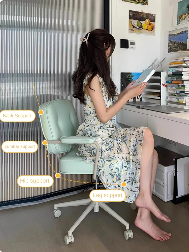 Computer Chair Comfortable Sedentary Home Office Study Desk Study Room Swivel Chair Dormitory Backrest Makeup Chair