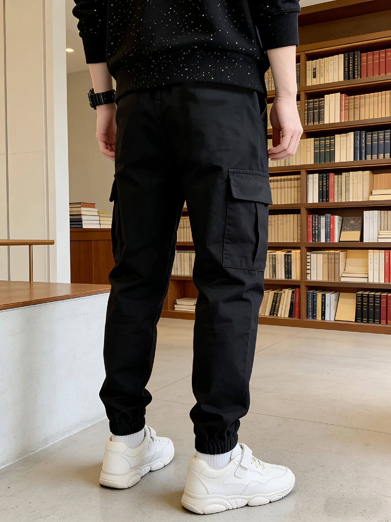 New children's casual cargo pants, multi-pocket design, elastic waistband, two-in-one design, machine washable and dry cleanable
