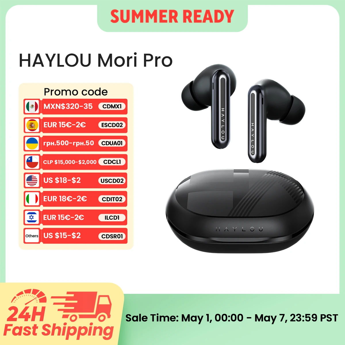 Наушники HAYLOU Mori Pro Bluetooth 5.4 - беспроводные наушники с активным шумоподавлением ANC -43 дБ, 6 микрофонов, 35 часов работы от батареи