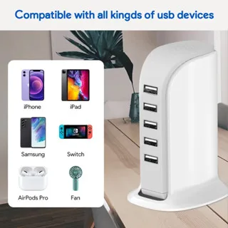 محطة شحن USB ، محور الهاتف المحمول ، 5 منافذ ، 5 فولت ، 4A