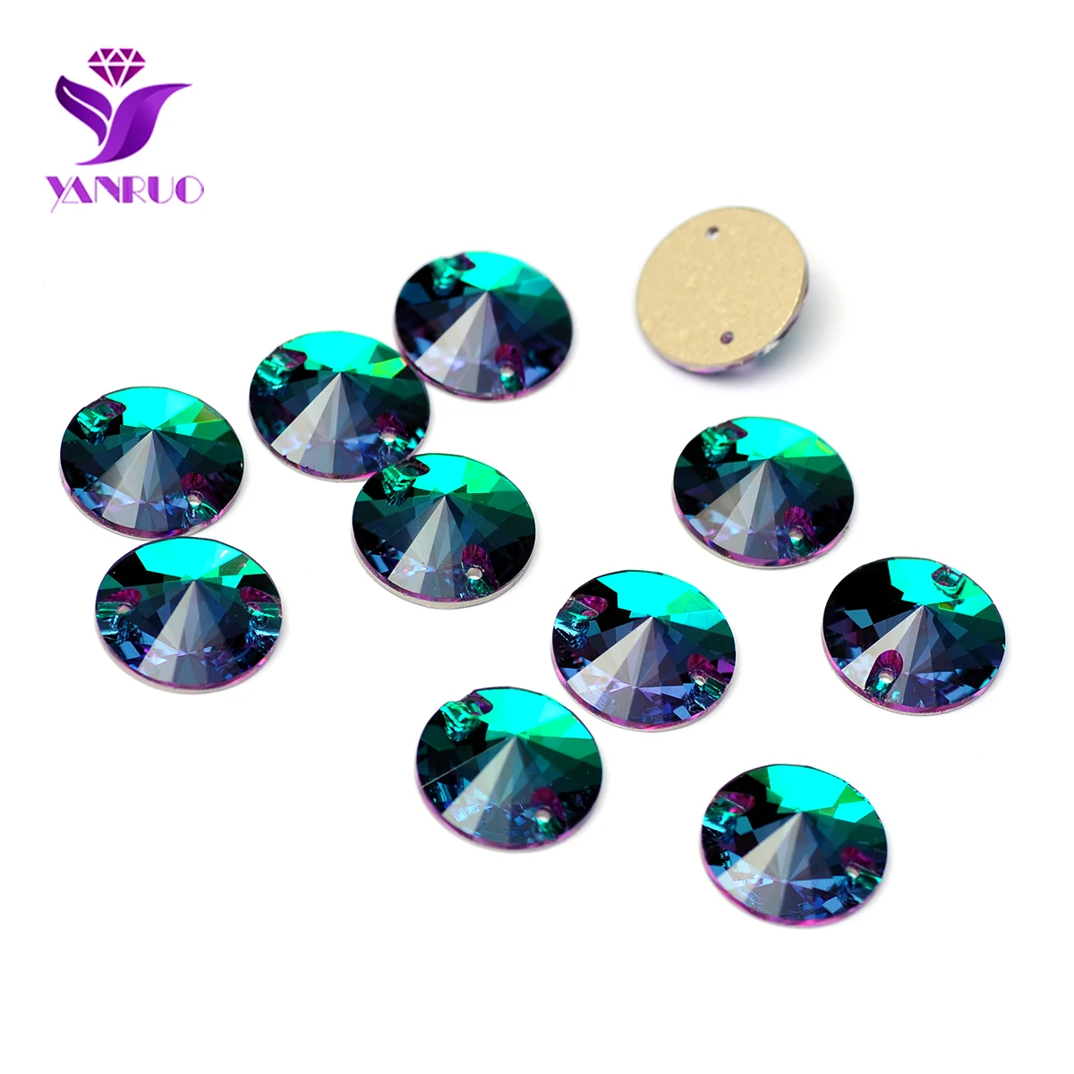 YANRUO 3200 Rivoli Emerald Glass Sewing Rhinestones Gymnastic Leotard Crystal Jewelry Gems Shoes For Shop