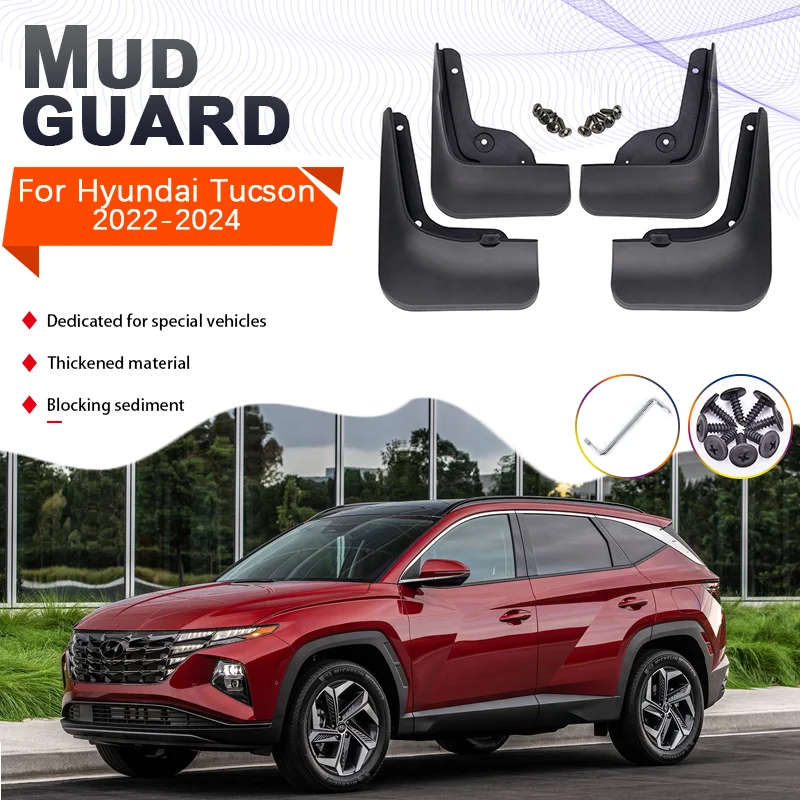 

4x Car Mudguards Mud for Hyundai Tucson NX4 2022 2023 2024 Cladding Splash Mud Anti-splash Front Rear Wheels Mudflap Accessories