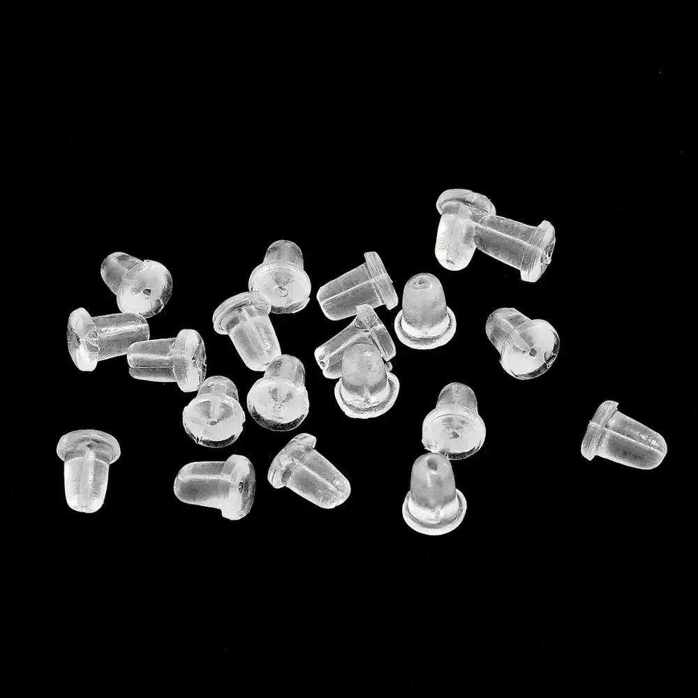 Bouchon d'oreille rond en caoutchouc et Silicone, 200 pièces/lot, bouchons bloqués, bouchons arrière pour bricolage, pièces de boucles d'oreilles, fabrication de bijoux