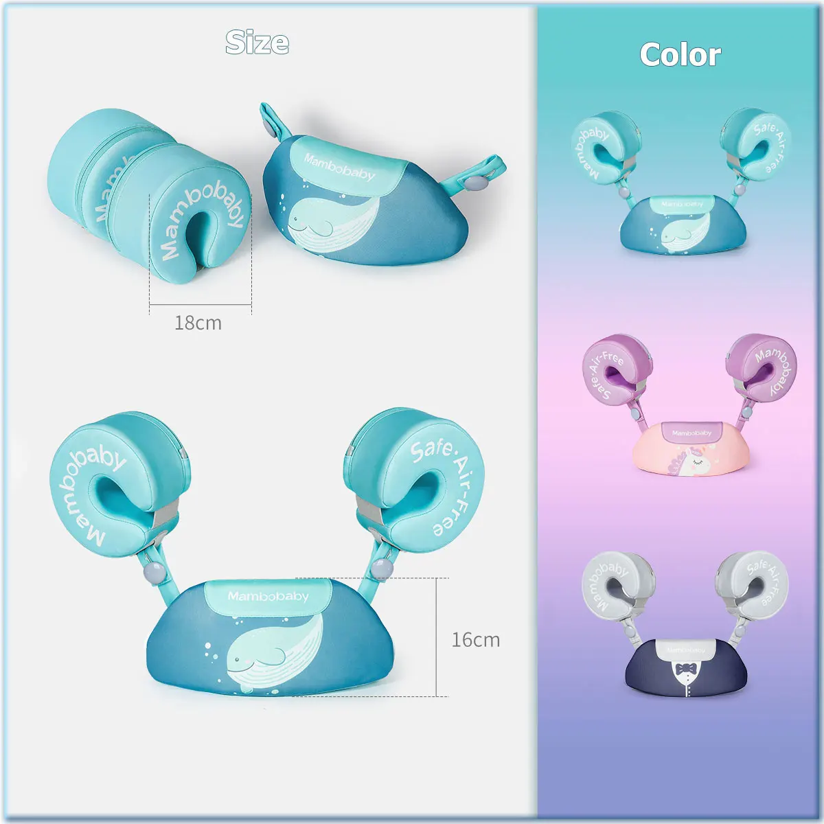 3-in-1 2-6 Jahre Mambobaby Armschwimmer für junge Kinder, solider Kern, Kinderpool-Ärmel, Schwimmtrainer für Kleinkinder, Armbinde, Meeresrad, Schwimmschlauch