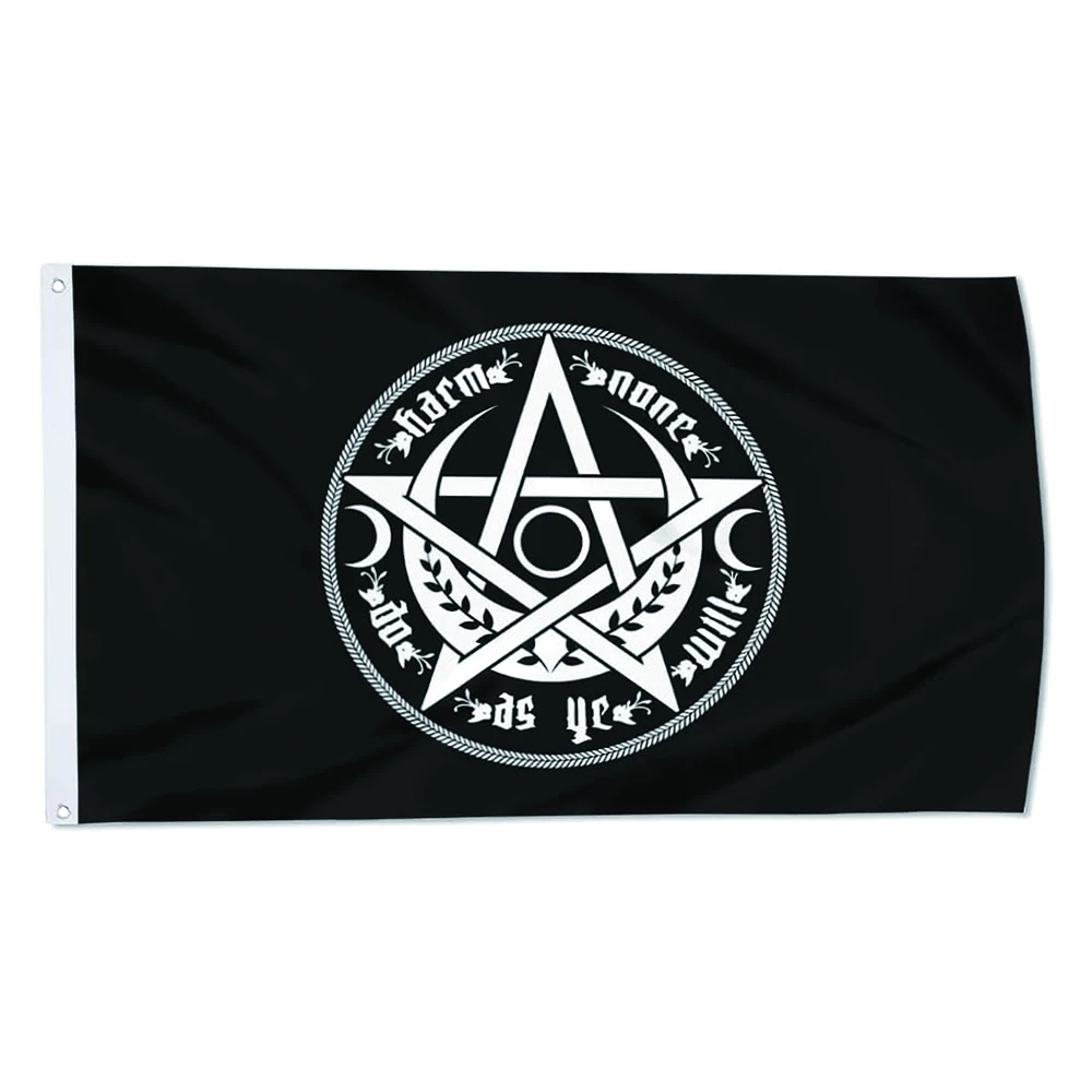 Triple Moon Goddess Pentacle Flag Banner with Brass Grommets 3x5Feet