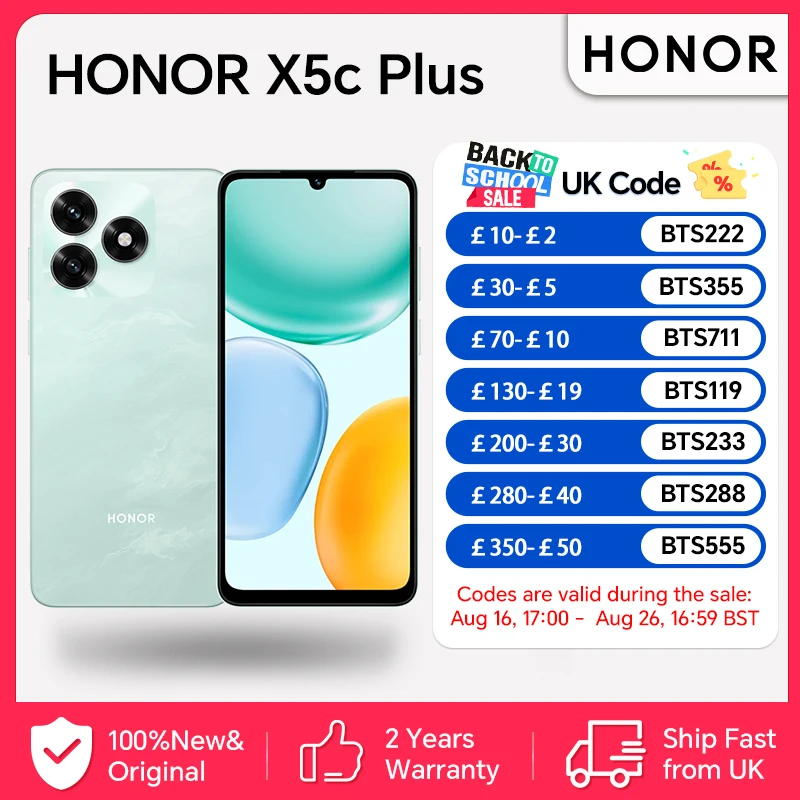 HONOR X5c Plus, EU Version, 4G Smartphone,6.74-inch LCD Screen,5260 mAh Battery,50MP Main Camera,Octa-core CPU