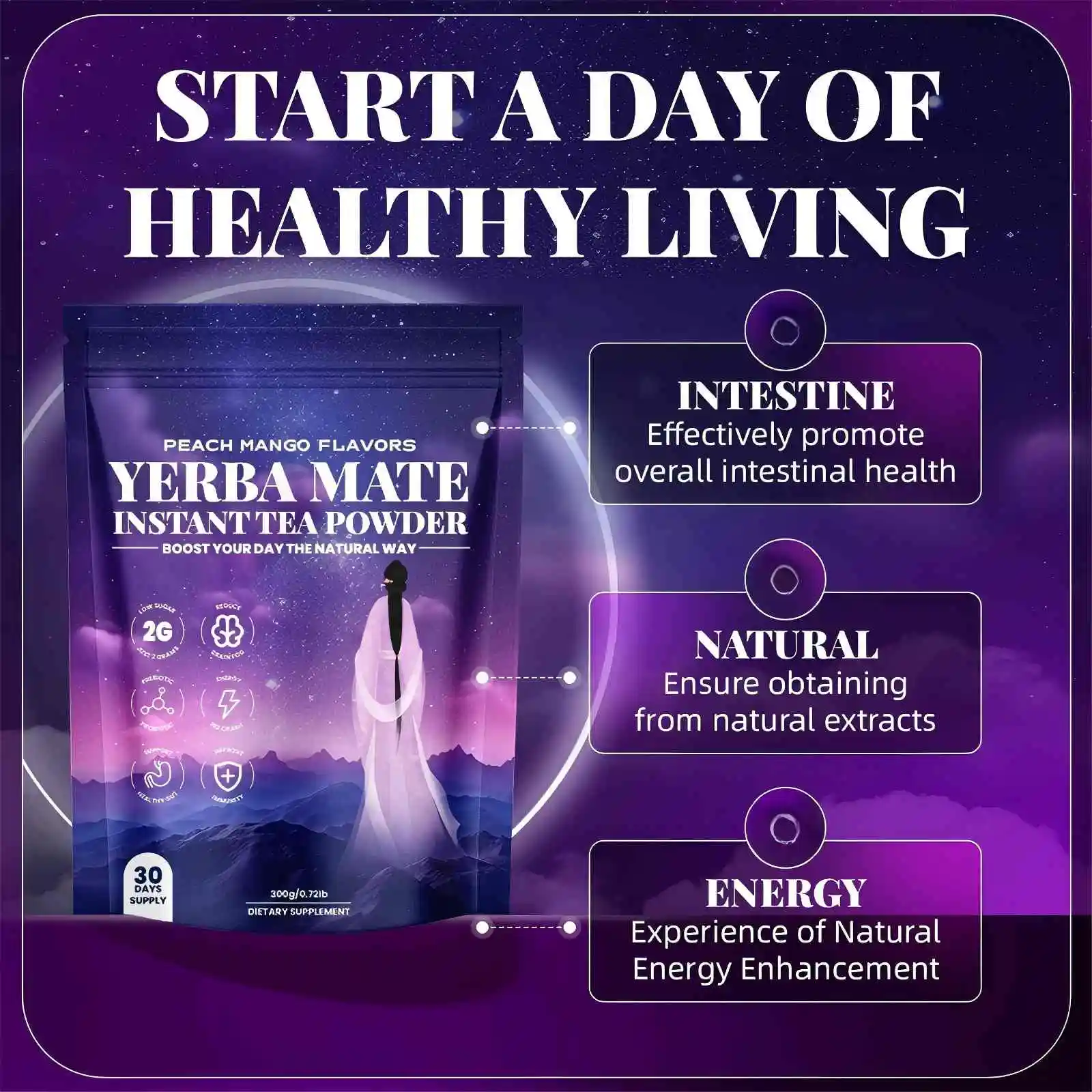 

Docteat 180 г быстрого приготовления чая Yerba Mate, пищевая добавка, энергетическая поддержка Gut Health, освежительный вкус, ежедневный напиток, порошок Yerba Mate