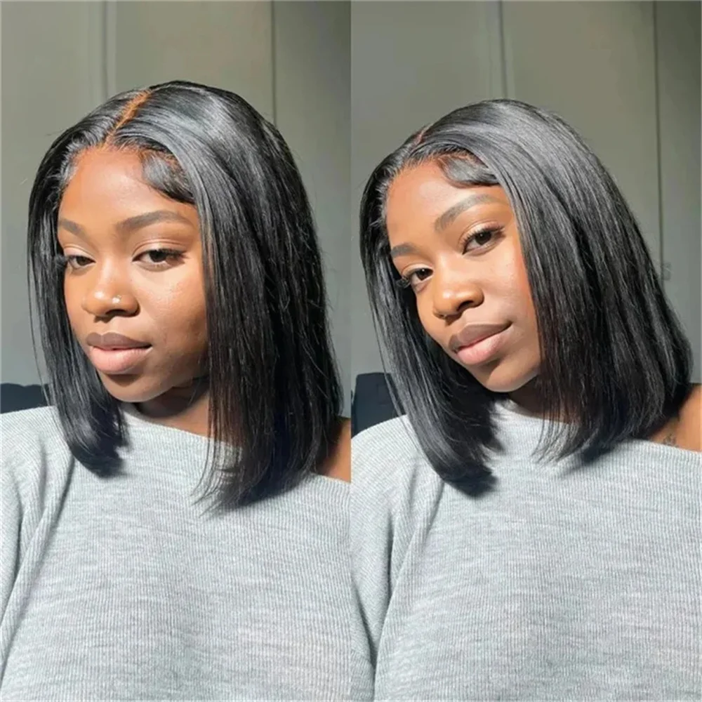 Hd 180 Density Short Bob Lace Straight Wig 13x4 Lace Front Human Hair Wigs for Black Women Pre Plucked Remy Lace Front Bob Wigs