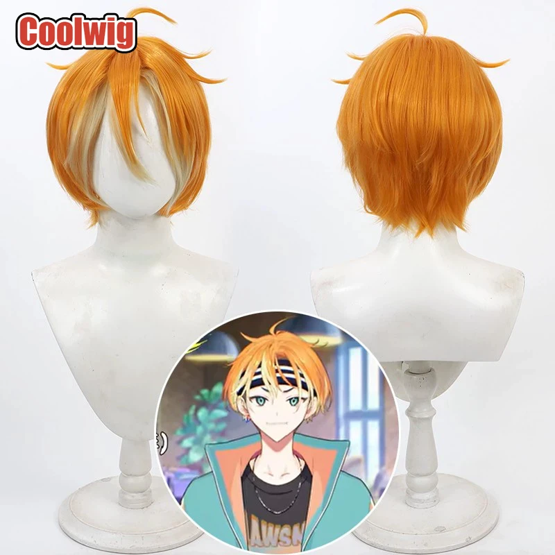 

Coolwig Synthetic Hair Izutake Akuta Cosplay Wigs 18Trip Izutake Akuta 30cm Straight Orange Mixed Blonde Wig Heat Resistant