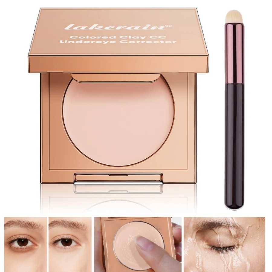 Corrector de Ojeras, Base Hidratante Natural con Pincel, Cubre las Ojeras, Neutraliza la Piel, Maquillaje para Debajo de los Ojos