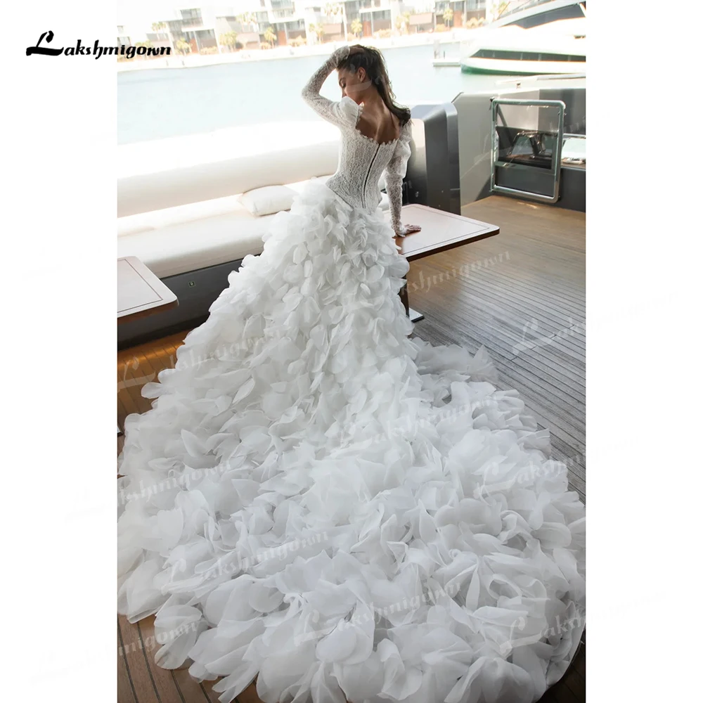 فاخر الحبيب مشد انفصال تنورة ثلاثية الأبعاد الزهور كامل الدانتيل الأورجانزا فستان الزفاف مخصص vestidos de novia رداء دي mariée