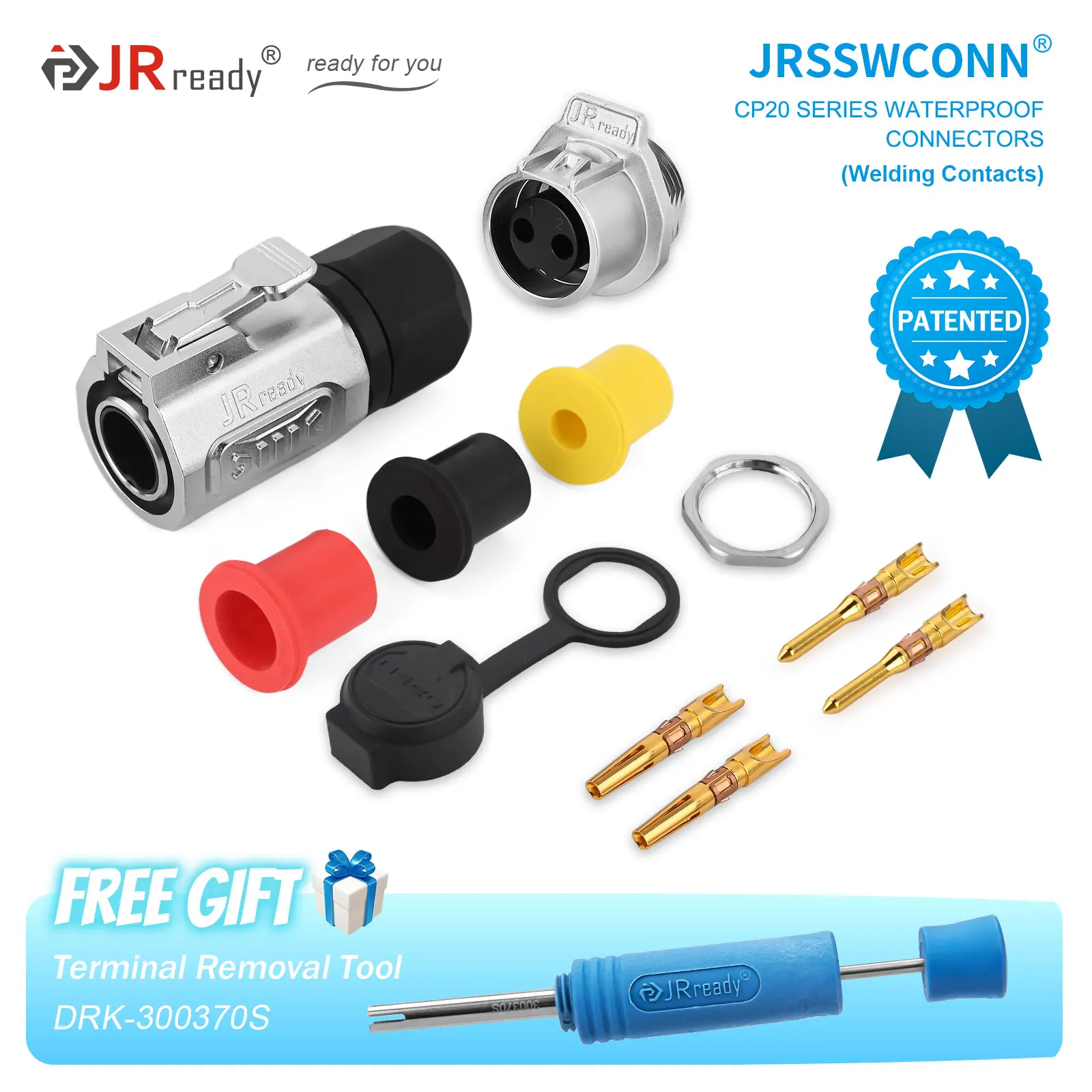JRready JRSSW 2 3 4Pin IP68 Waterproof Wire Connector & Removal Tool 16A 300V Soldering Type 1-Mounting Hole Metal/Plastic Plug